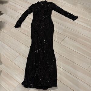 SHEIN Black Long Sleeve Sequin Dress